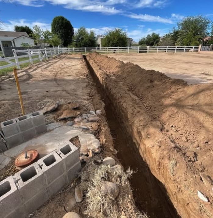 Deep trench run for water & sewer line